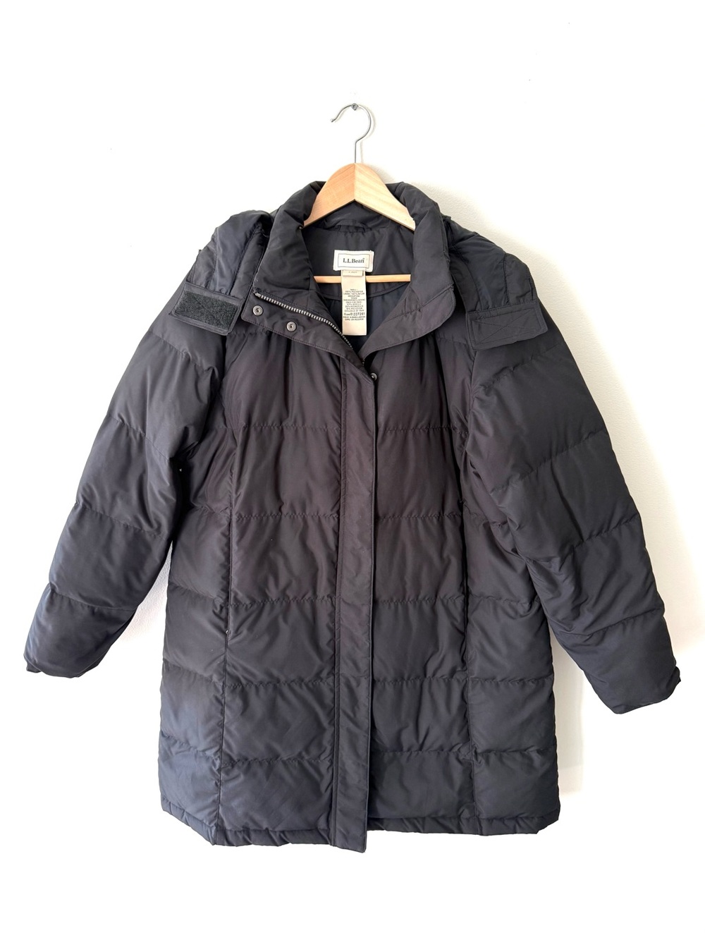 LL Bean Ultrawarm 3/4 Down Puffer Coat Black L Petite Water Repellent Parka Cozy